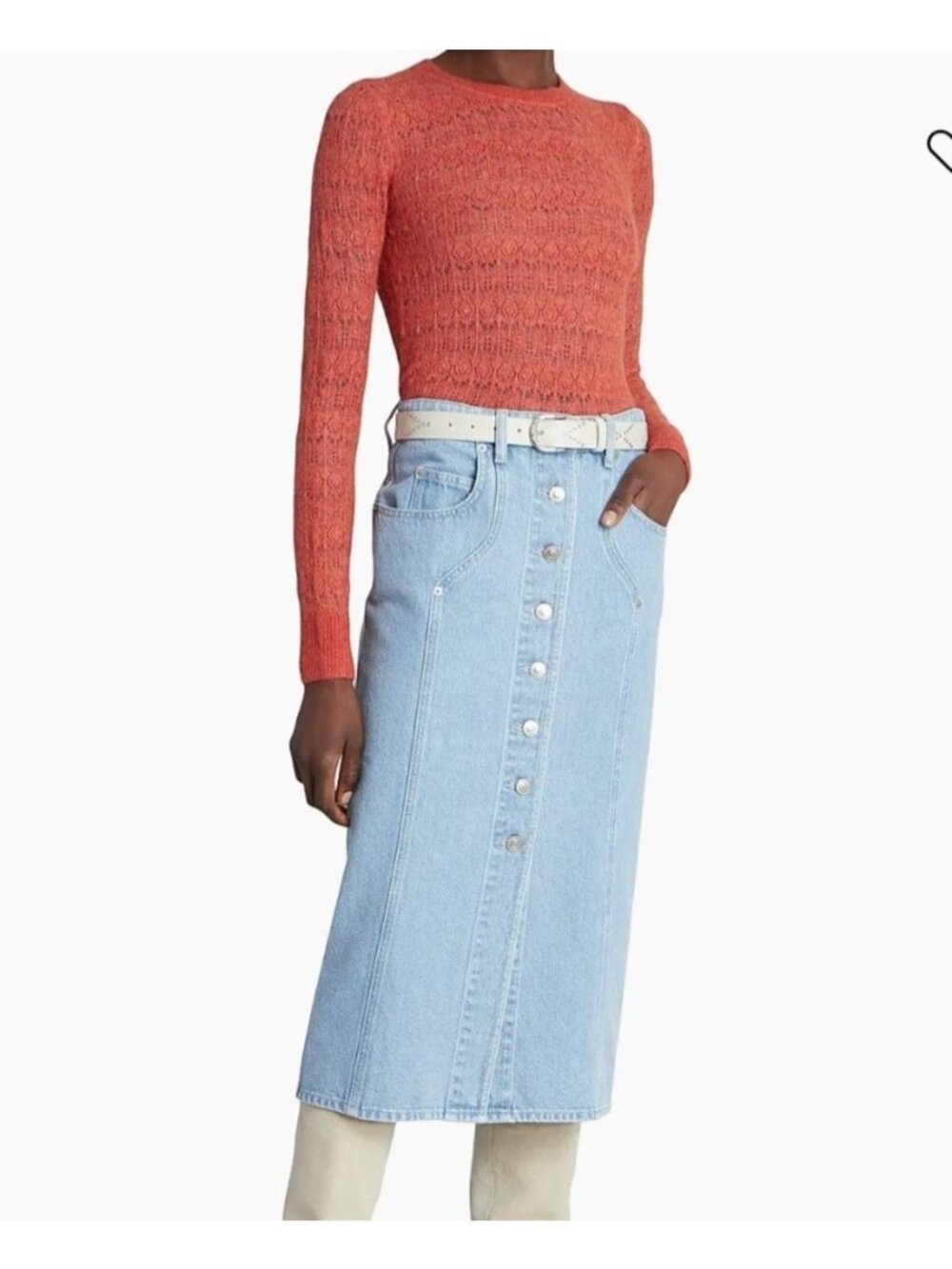 Isabel Marant Étoile Vandy Denim Midi Skirt  Pencil A Line Button Front Blue